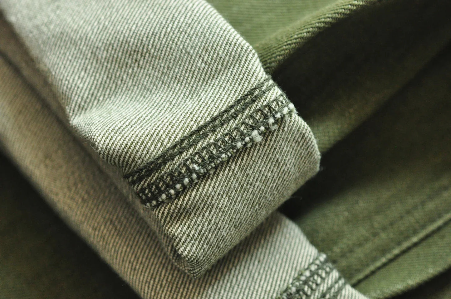 Men Jeans Vulcanization Olive Green 107 Selvedge Denim Jeans Men Washed Slim Fit 14 Oz Zipper Fly