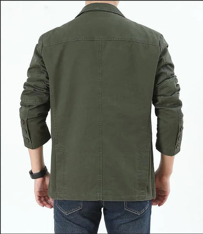 Men's Washable Fabric Single Breasted Button Blazers Business Suit Loose Military Jackets Outwear