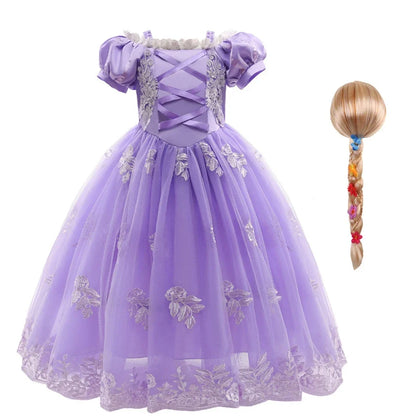 Girl Cosplay Princess Aurora Rapunzel Dress Up Kids Christmas Halloween Tulle Fancy Costume for Children Girls Birthday