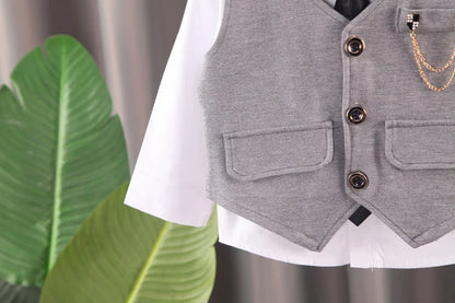 New Spring Autumn Baby Clothes Suit Children Boys Vest Shirt Pants 3Pcs/Sets Toddler Fashion Casual Costume Kids Formal Clothing