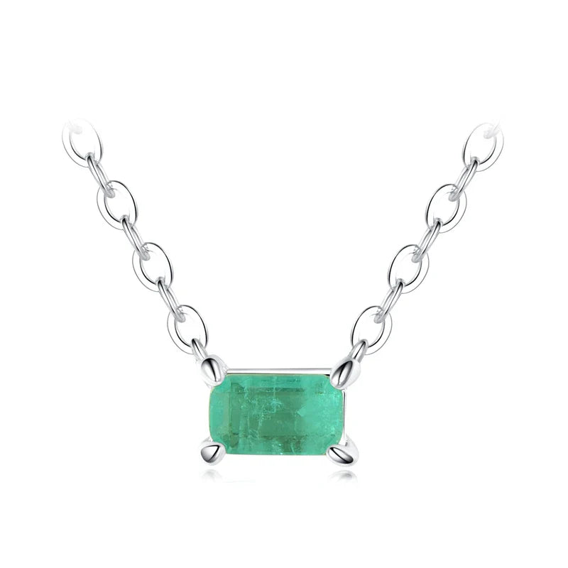 Authentic 925 Sterling Silver Green Tourmaline Necklace Pendant for Women Fashion Bijoux Wedding Statement Jewelry Gifts