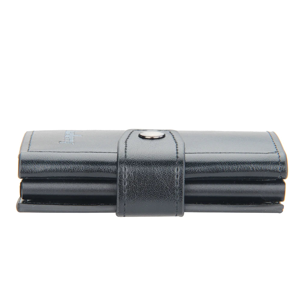 Nouveau portefeuille homme anti-RFID porte-cartes de crédit en cuir porte-cartes d'affaires en métal aluminium