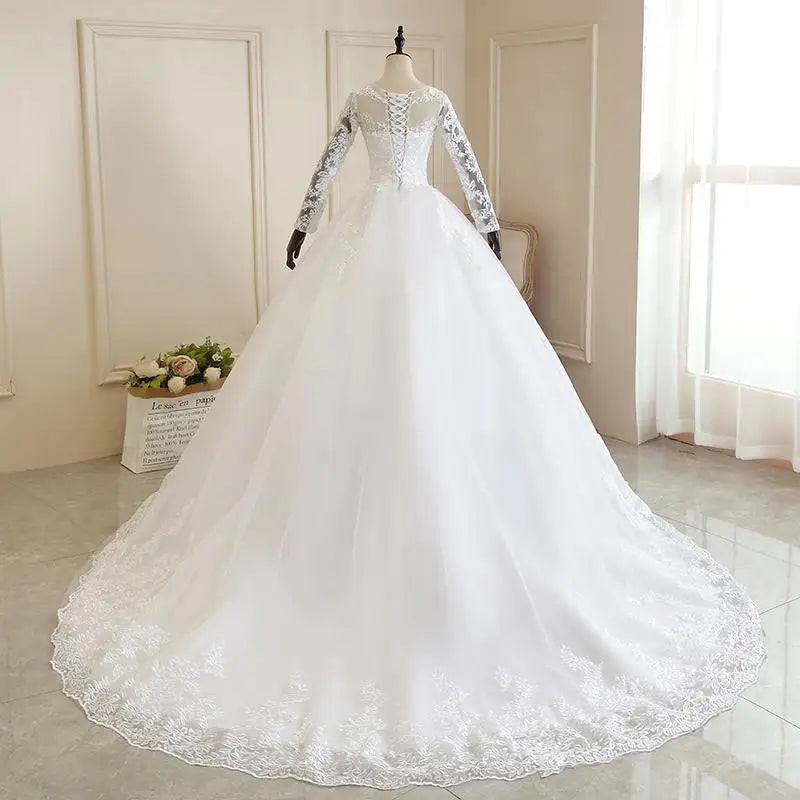 2024 Full Sleeve Lace Wedding Dresses New Luxury Muslim Ball Gown Wedding Dress Custom Made Vestido De Noiva Customized