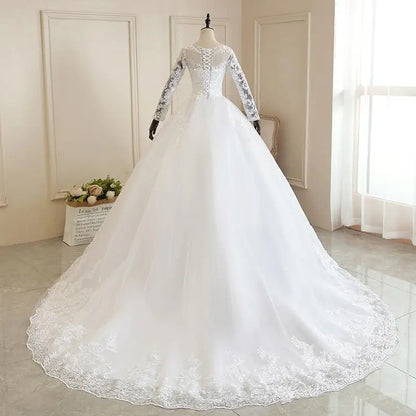 2024 Full Sleeve Lace Wedding Dresses New Luxury Muslim Ball Gown Wedding Dress Custom Made Vestido De Noiva Customized