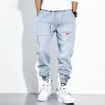 Printing Jeans Men's Gradient Hip Hop Trousers Harem Cartoon Loose Casual Ankle Banded Pants Cargo Denim Jeans Fashion