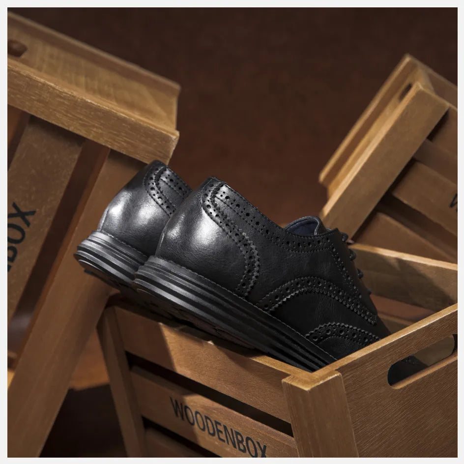 Genuine Leather Dress Shoes Comfy Men Casual Shoes Smart Business Work Office Lace-up Men Shoes