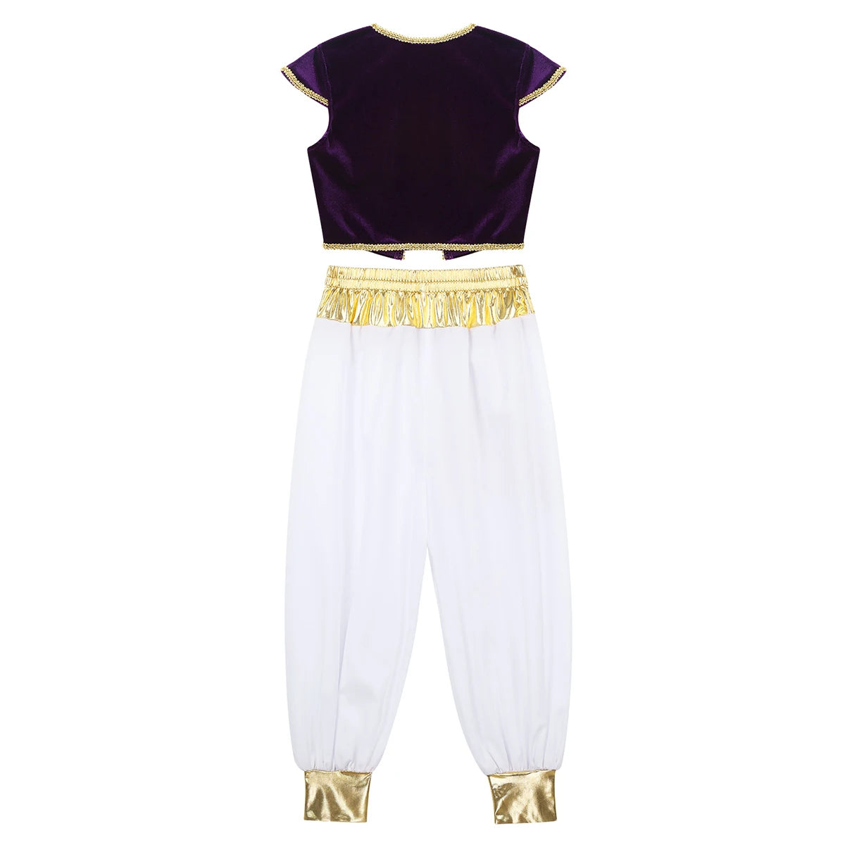 Boys Mythical Prince Arabian Carnival Cosplay Outfit Halloween Party Arabian Prince Role Play Waistcoat Vest Top+Belted Pants