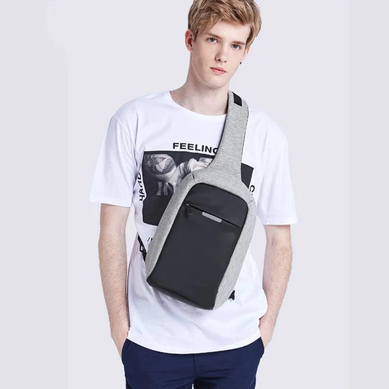 Men One Shoulder Backpack Women Sling Bag Crossbody USB Boys Cycling Sports Travel Versatile Fashion Student School