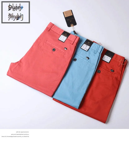 Thin Summer Solid Color Suit Pants Men Straight Korea Style Clothes Red Business Trousers Men  Dress Office 2021