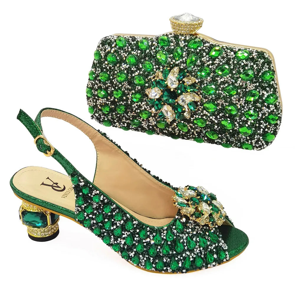 New Silver Color Nigerian Women's Shoes and Bags Party  African Fashion Shoes and Bags Wedding Shoes and Bags