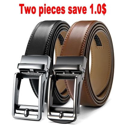Multicolor Genuine Leather Men's Belts Fashion Business Automatic Buckle Straps Ratchet Cow Leather Waistband 3.5cm Width