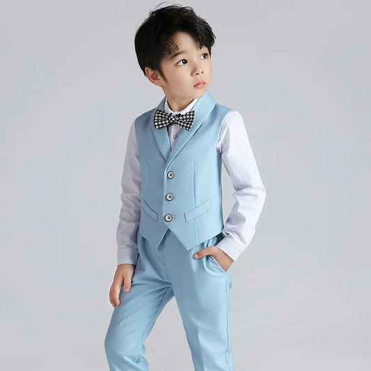 Flower Boy Suit for Weddings Kids Formal Vest Pants 2PCS Clothing Set Children Slim Prom Party 3T-14Y Suit Boys Tuxedo Costume