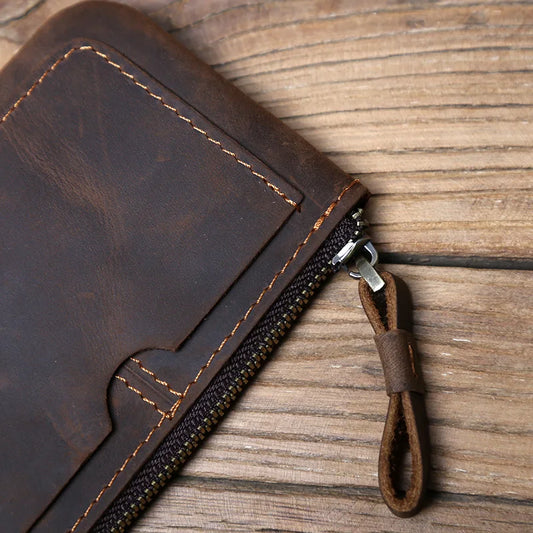 Mini portefeuille pour homme en cuir, rétro décontracté, première couche de cuir de vachette, porte-monnaie pour femme, sac à cartes de crédit en cuir Crazy Horse