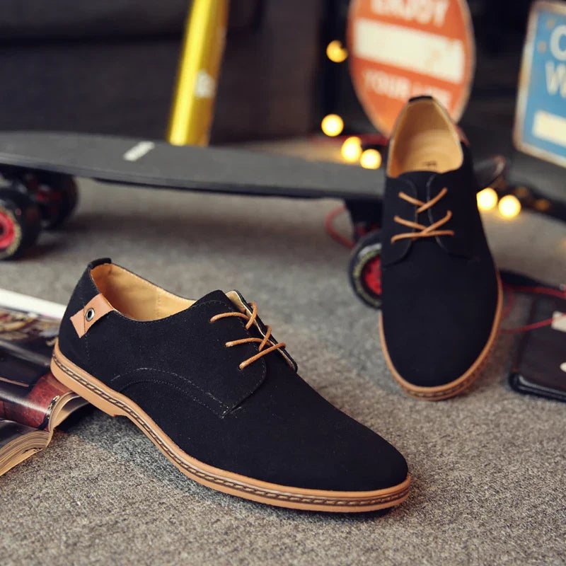2024 Spring Suede Leather Men Shoes Oxford Casual Shoes Classic Sneakers Comfortable Footwear Dress Shoes Large Size Flats