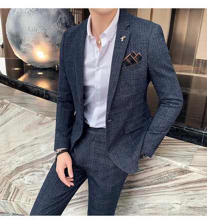 25 Colors 1 Pcs Blazer No Pants S-7XL New Wedding Dress Formal Business Slim Mens Suit Jacket Plaid Striped Solid Color