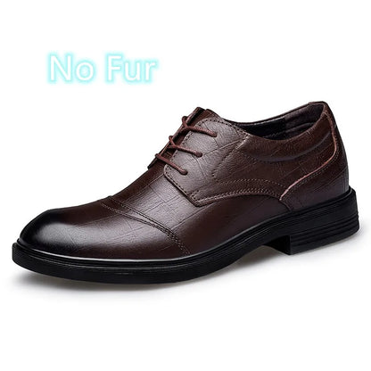 Brand Genuine Leather Luxury Oxford Mens Shoes Casual British Warm Winter Shoes for Business Formal Dress Plush Snow Big Size 48