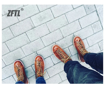 ZFTL Men's Boots Man Ankle Boots Casual Lace up Boots Male Handmade Sewing tooling boots Cow Leather Desert boots Men's 2025