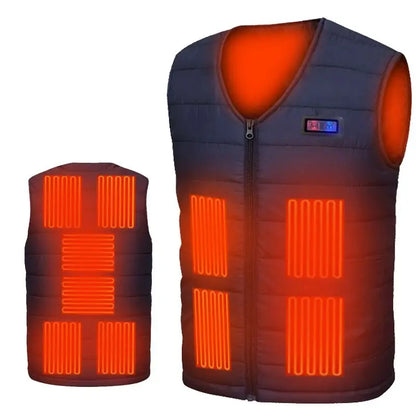 11 Area Heating Vest Men/Women Casual V-neck USB Heated Vest Smart Control Temperature Heating Jacket Cotton Coat Winter Hunting