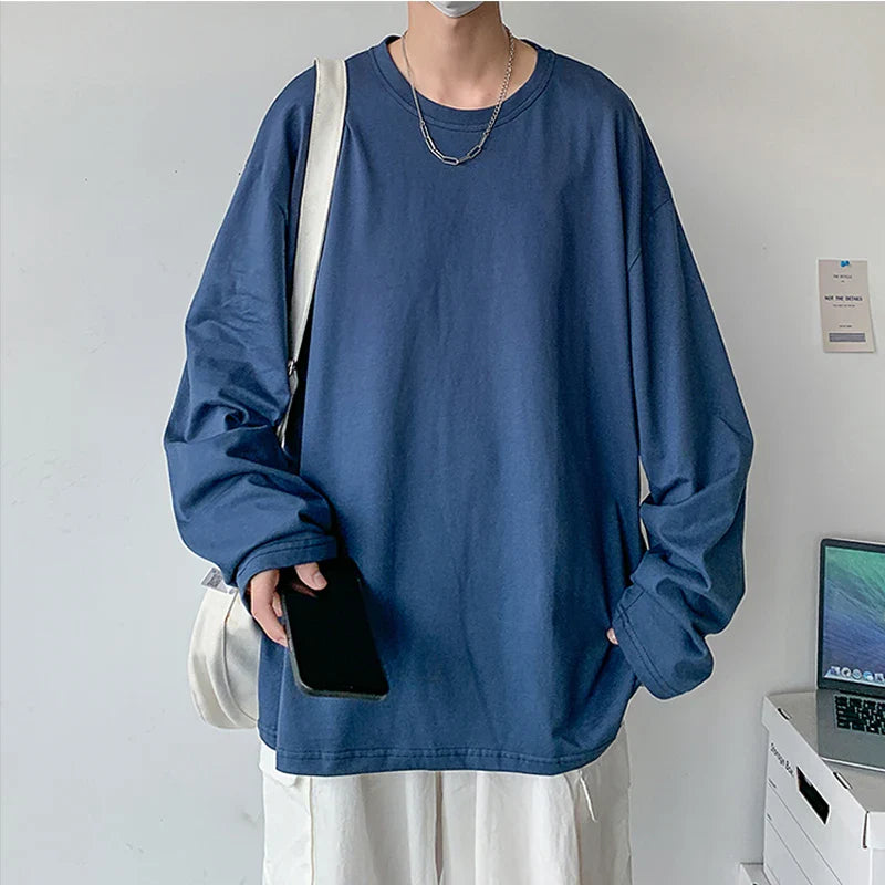 2025 Spring Autumn Long Sleeve T-shirts Men O-Neck Collar Cotton Long T Shirts Men Fashion Casual Comfortable Long T-Shirts Men