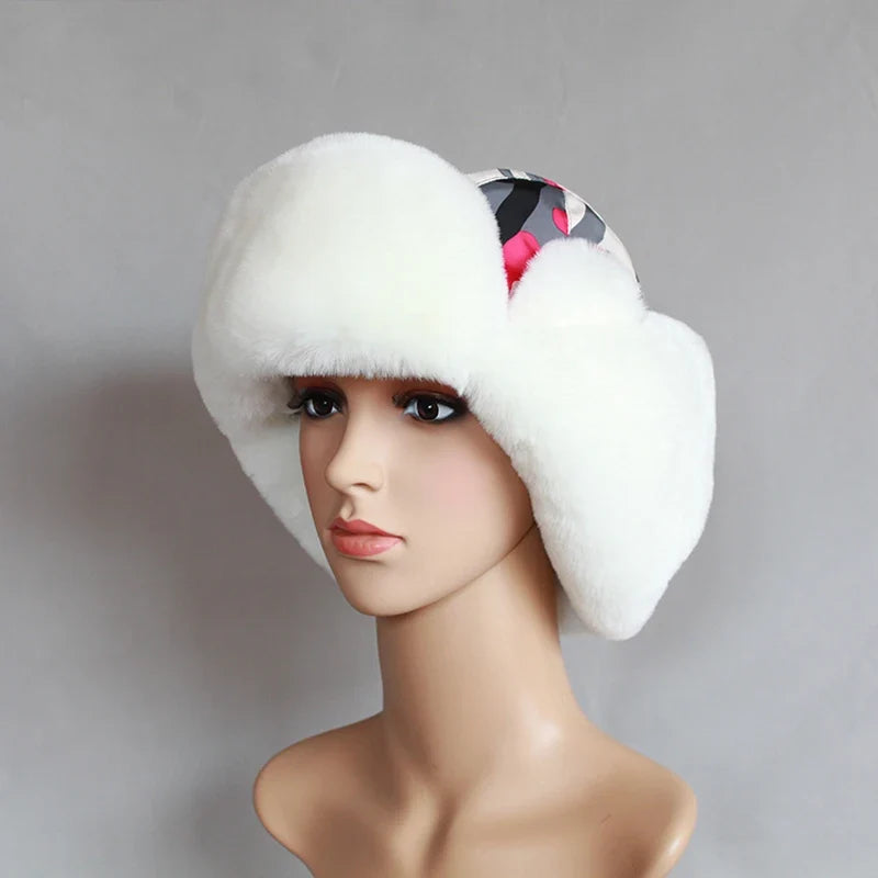 Men Women Russian Bomber Hat Winter Trooper Earflap  Hat Trapper Unshanka Faux Fur Hat
