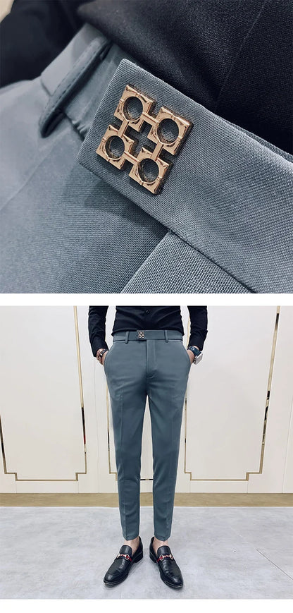 Spring 2026 Mens Casual Slim Fit Dress Pants Streetwear Suit Pants Men High Quality Office Pants All Match ankle Length Trousers