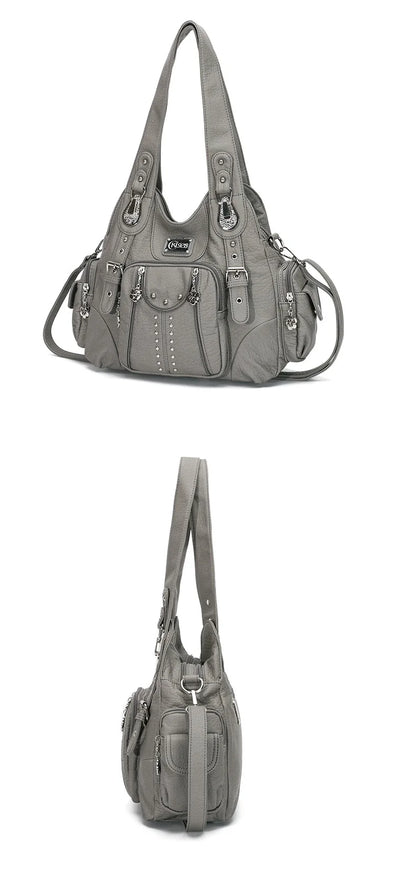 Women's Fashion Shoulder Bag PU Leather Handbag Large Capacity Satchel Vintage Female Shoulder Bag Phone Pouch
