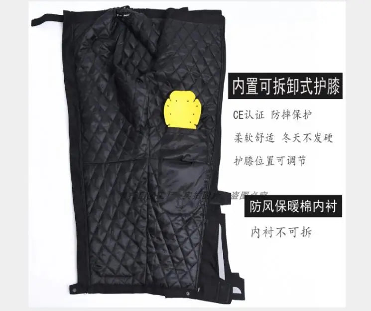 Wind-proof and warm-keeping equipment for motorcycle riding pants; fall-proof and quick-release pants in winter