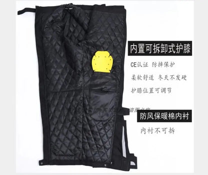 Wind-proof and warm-keeping equipment for motorcycle riding pants; fall-proof and quick-release pants in winter