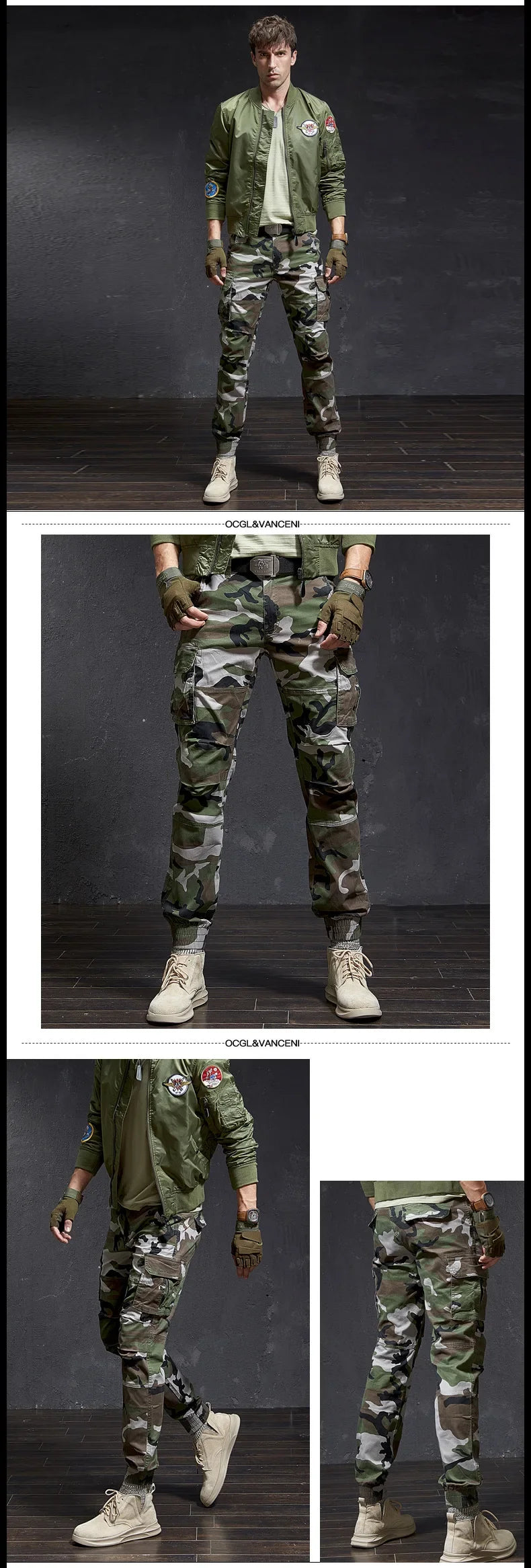 New Men Fashion Military Cargo Pants Slim Regualr Straight Fit Cotton Multi Color Camouflage Green Yellow FSN692