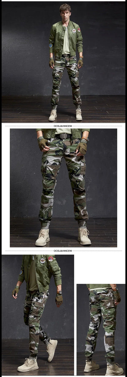 New Men Fashion Military Cargo Pants Slim Regualr Straight Fit Cotton Multi Color Camouflage Green Yellow FSN692