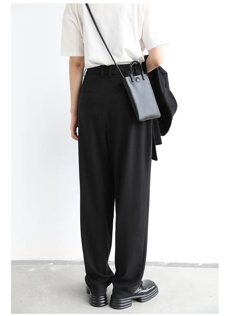 Simple Casual Women Twill Suit Pants Wide Leg Pants Straight Floor Pants Office Ladies Female Trousers