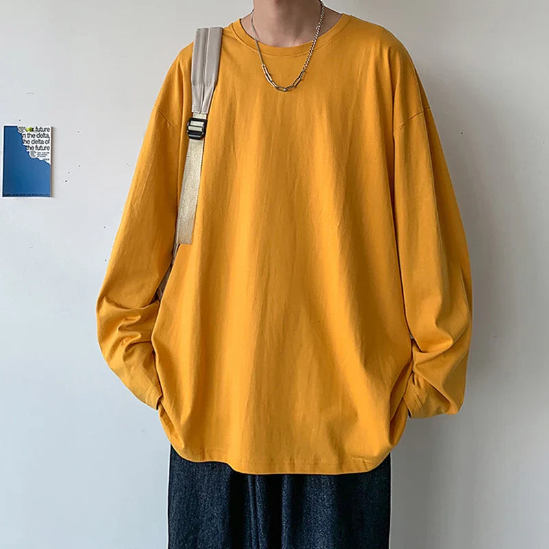 2025 Spring Autumn Long Sleeve T-shirts Men O-Neck Collar Cotton Long T Shirts Men Fashion Casual Comfortable Long T-Shirts Men