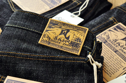 308XX-BO-Wind Jeans for Men Furinkazan Selvedge raw denim Jeans Mens Jeans 66 MODE Fit 16.8 OZ Silver-plated Buttons