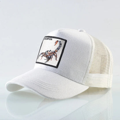 K Four Season Men's Trucker Caps With Scorpion Patch Snapback Hip Hop Baseball Cap For Women Adjustable Unisex Baseball Hats