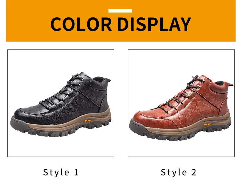 Men Leather Safety Work Boots Steel Toe Puncture-proof Indestructible Safety Shoes Staleneus Construction Welding Work Boots