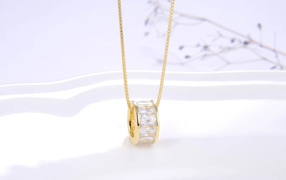 Trendy Simple Necklace 925 Sterling Silver Women Necklaces With 3 Big Circle AAAA Zircon Jewelry Wedding Gift OSN175