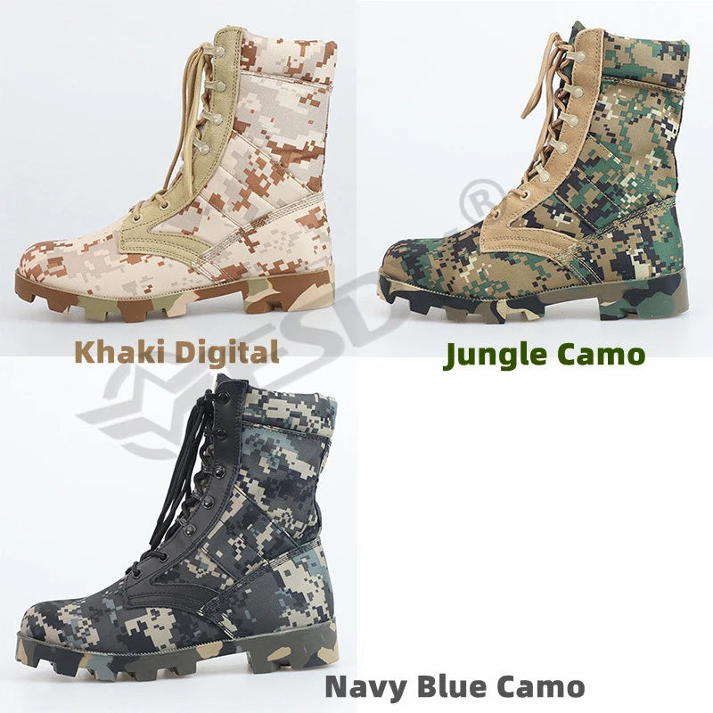 Camouflage Ankle Boots Men Outdoor Genuine Leather Panama Soles Tactical Combat Boots Hunting Work Boot Man Hiking Shoe 47