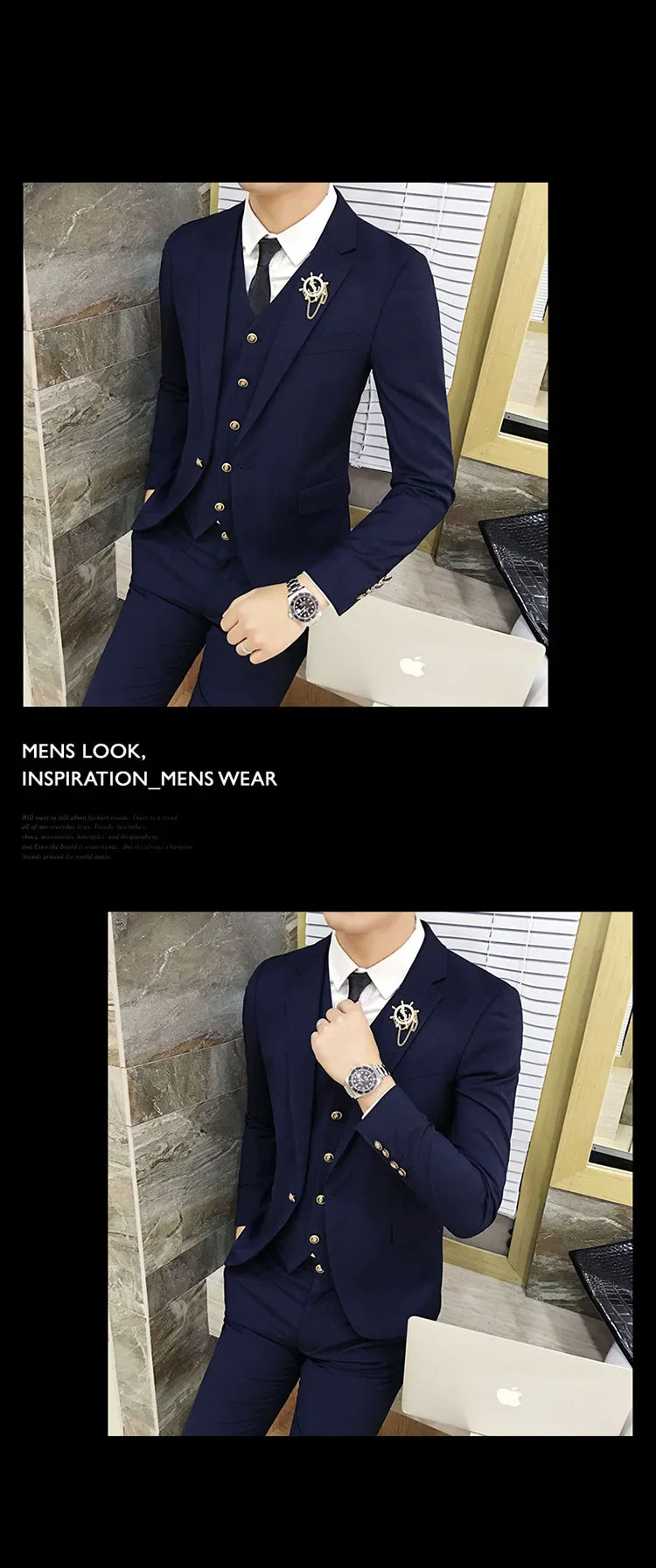 Men's Suits High Quality Wedding Groom Tuxedos Single Button Slim Fit Business Prom Dress Men's Formal Dress Suits