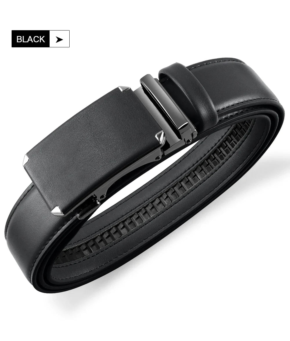 Men Belts Metal Automatic Buckle Brand High Quality Leather Belts for Men Famous Brand Luxury Work Business Strap