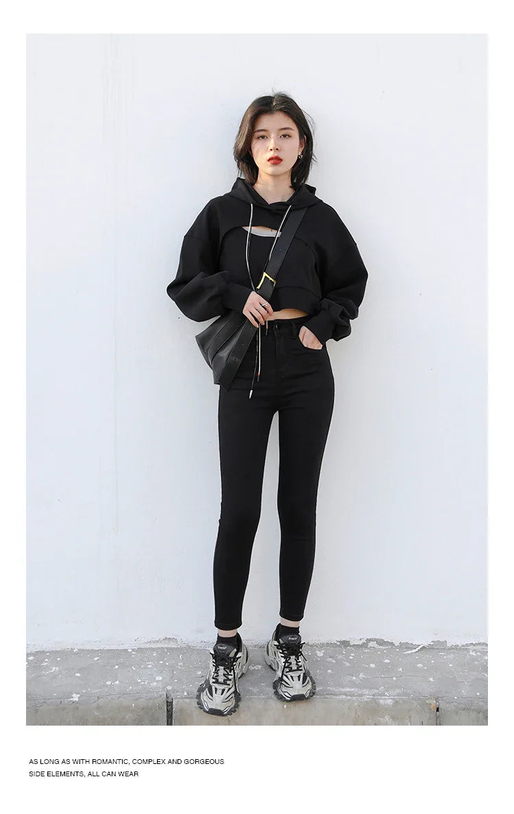 Women Jeans Retro High Waist Stretch Pencil Denim Pants Elastic for Woman Female Trousers Autumn Winter Ladies