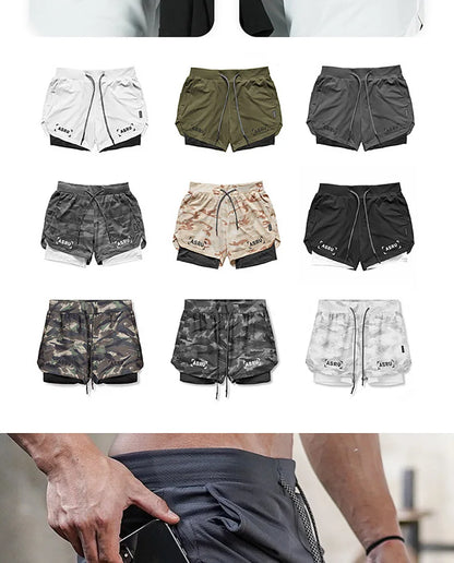 Men's Summer Quick Dry Running 2 in 1 Shorts Sports Jogger Short Pants Male Gym Fitness Training Sweatpants Plus Size M-5XL