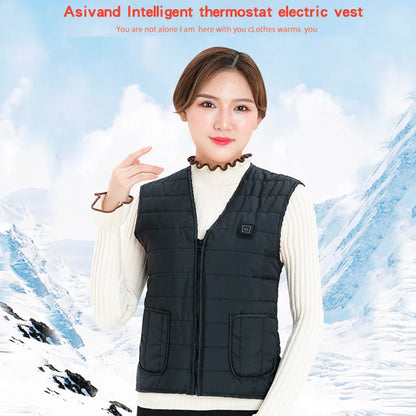 11 Area Heating Vest Men/Women Casual V-neck USB Heated Vest Smart Control Temperature Heating Jacket Cotton Coat Winter Hunting