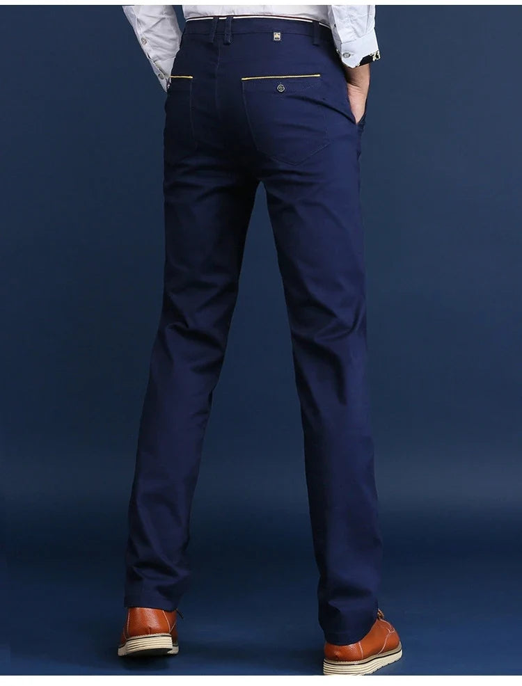 Classic Style Men Spring Summer Thin Casual Pants Fashion Business Cotton Solid Color Office Trousers High Quality Men Trousers