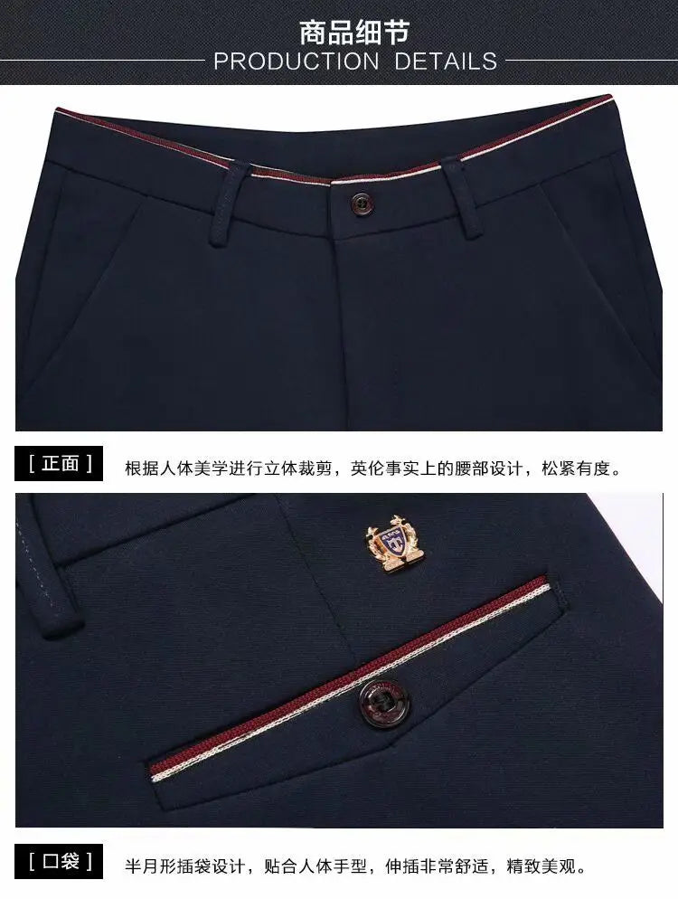 Stretch Suit Trousers for Men Office Pants Non-Ironing Slim Fit Bridegroom Suits Wedding Business Black Suit Pants Men