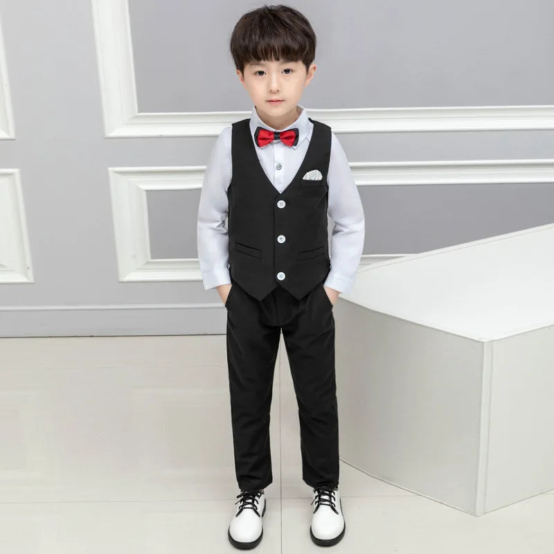 Flower Boys Clothing Set School Kids Wedding Formal Dress Vest Pants 2Pcs Suit Children Birtdahy Prom Ceremony Costume