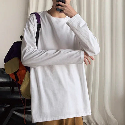 2025 Spring Autumn Long Sleeve T-shirts Men O-Neck Collar Cotton Long T Shirts Men Fashion Casual Comfortable Long T-Shirts Men