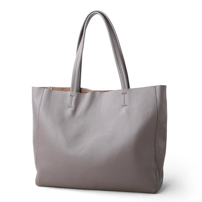 2023 New Women Deluxe Cowhide Genuine Leather Totes Handbag Lady Simple Soft Satchels Bag High Capacity Waterproof Shopping Bags