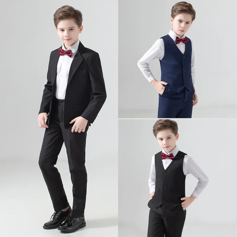 Flower Boys Suit for Weddings Kids Prom Party Tuxedo Formal Blazer Children's Day Pinao Performance Costume school uniform 2-16T