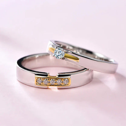 2020 New Couple Wedding Rings 925 Silver Round Brilliant Cut Diamond Test Past D Color Moissanite Engagement Ring for Men Women