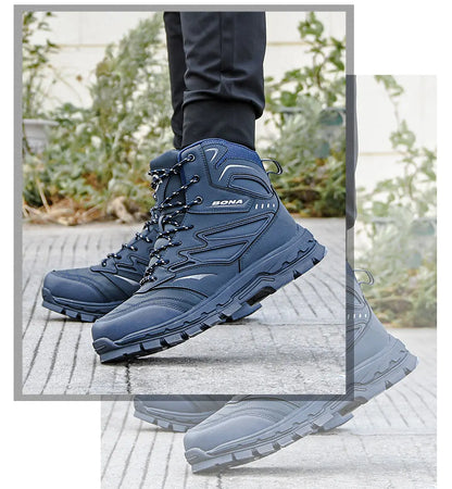 2022 New Designers Brand Action Leather Winter Shoes Men High Top Plush Non-Slip Snow Boots Man Warm Ankle Boots Mansculino